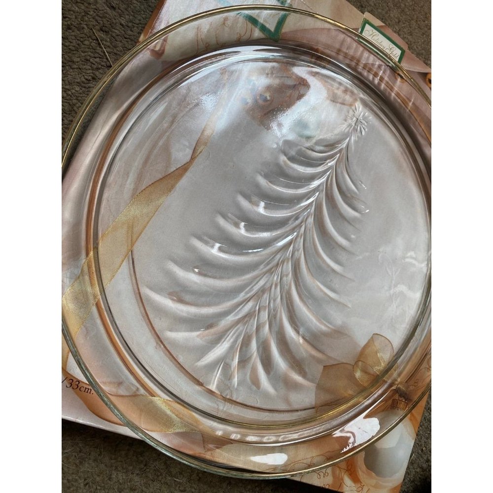 INDIANA GLASS CHRISTMAS TREE PLATTER 16K